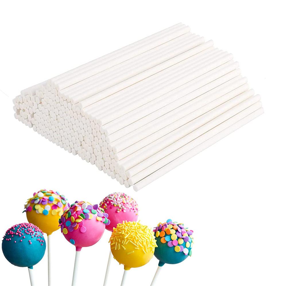 NOGIS 200Pack 4inch White Paper Lollipop Sticks,CakeSticks,Sucker Sticks  for Cookies,Rainbow Candy,Chocolate,Cake Topper (Paper, 4in) 